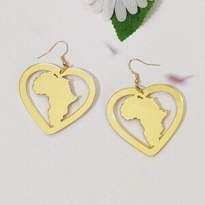 Africa Map inside a Heart Earring